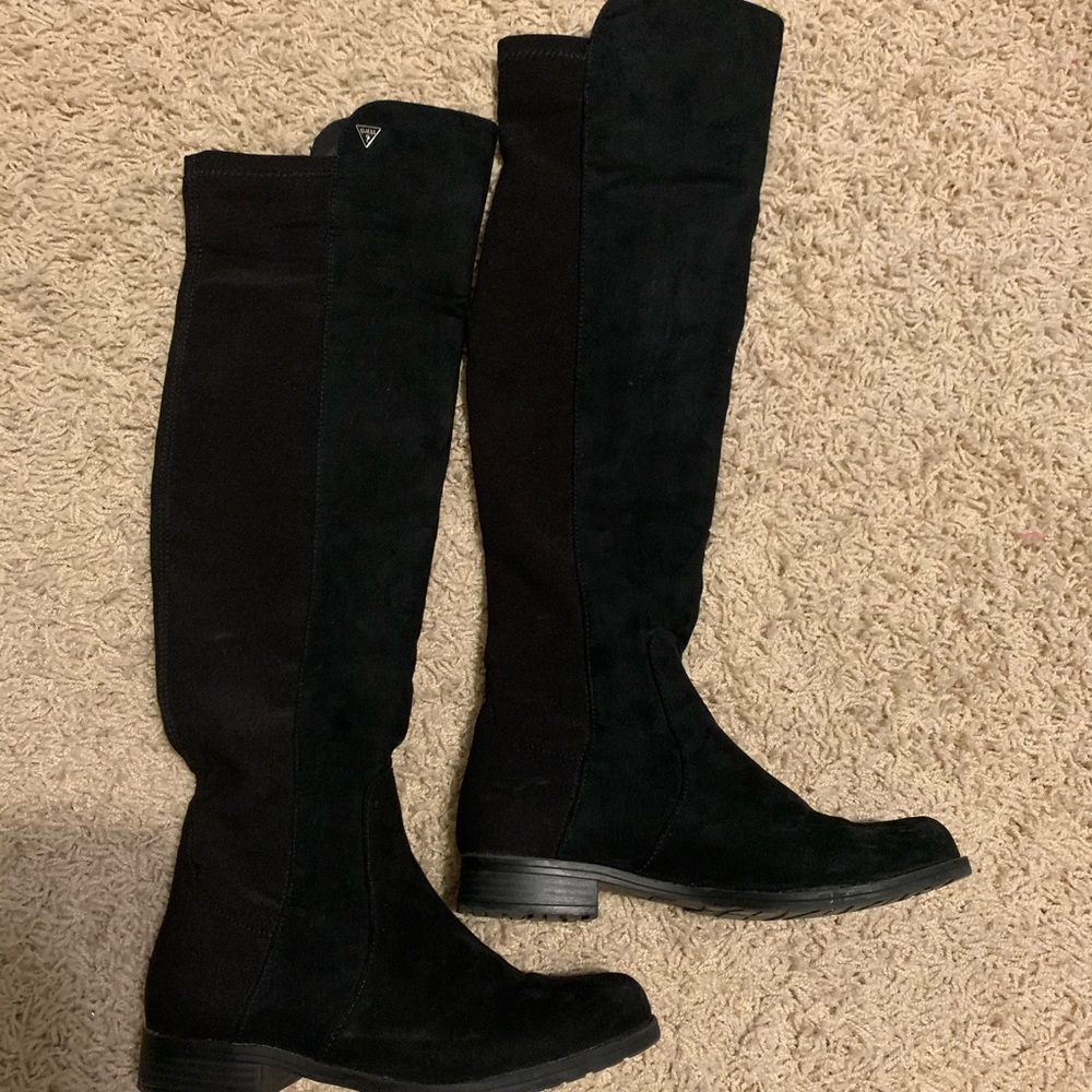 Guess Womens Over The Knee Suede/Stretchy Boots